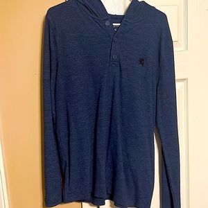 Navy blue long sleeve with a hood
